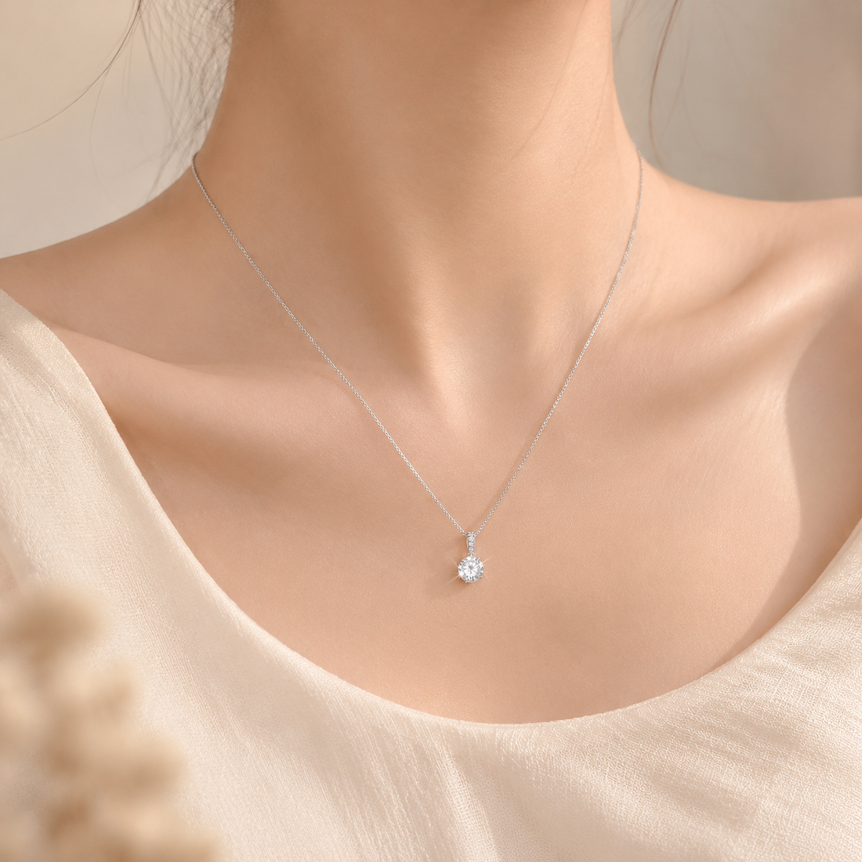 Luxury Crystal Solitaire Necklace – S925 Silver with Premium CZ Crystal