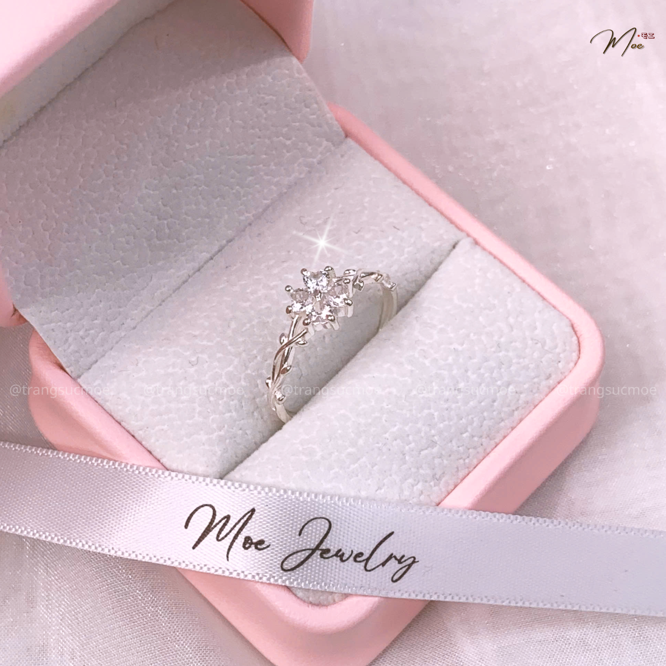 Crystal Four-Leaf Clover Women's Ring – S925 Silver