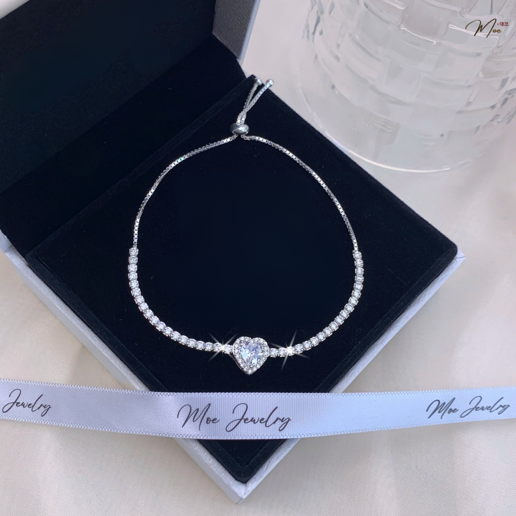 Crystal Bow Drawstring Bracelet – S925 Silver