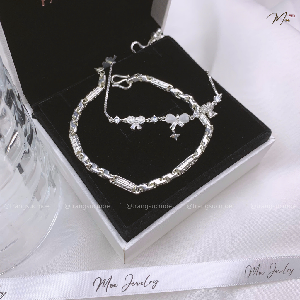 Crystal Bow Tube Couple Bracelet