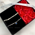 Moonstone Heart Tube Couple Bracelet