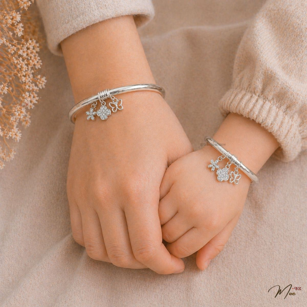 Floral Butterfly Mix Charm Bangle – Mom & Baby Set