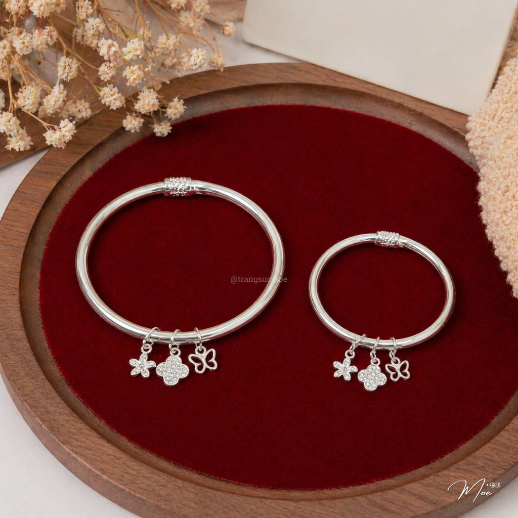 Floral Butterfly Mix Charm Bangle – Mom & Baby Set