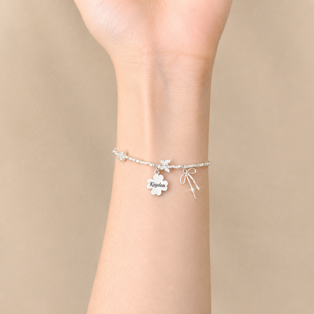 Custom Engraved Butterfly Bow Bracelet – S925 Silver