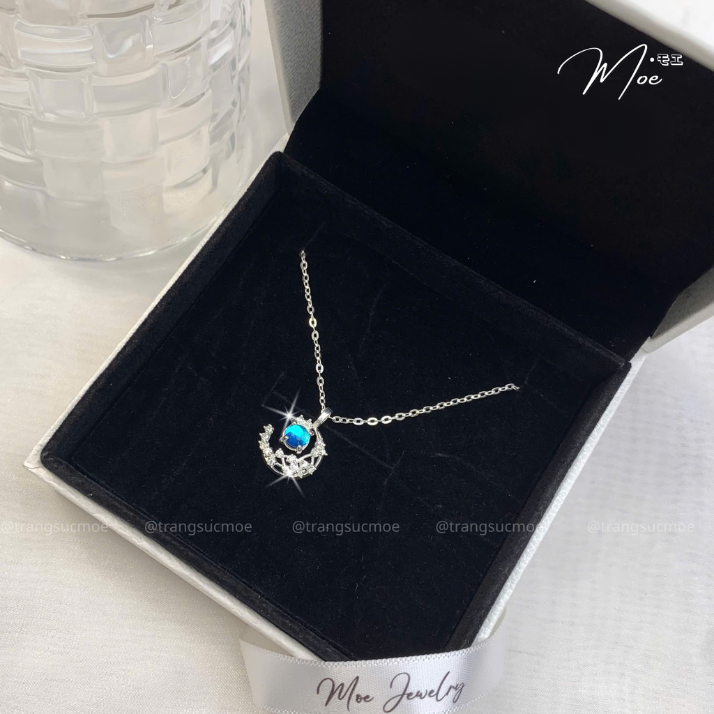 Moonstone Silver Necklace – S925 Silver with CZ Crystal