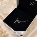 Pink Crystal Bow Heart Necklace – S925 Silver with Pink CZ Crystal