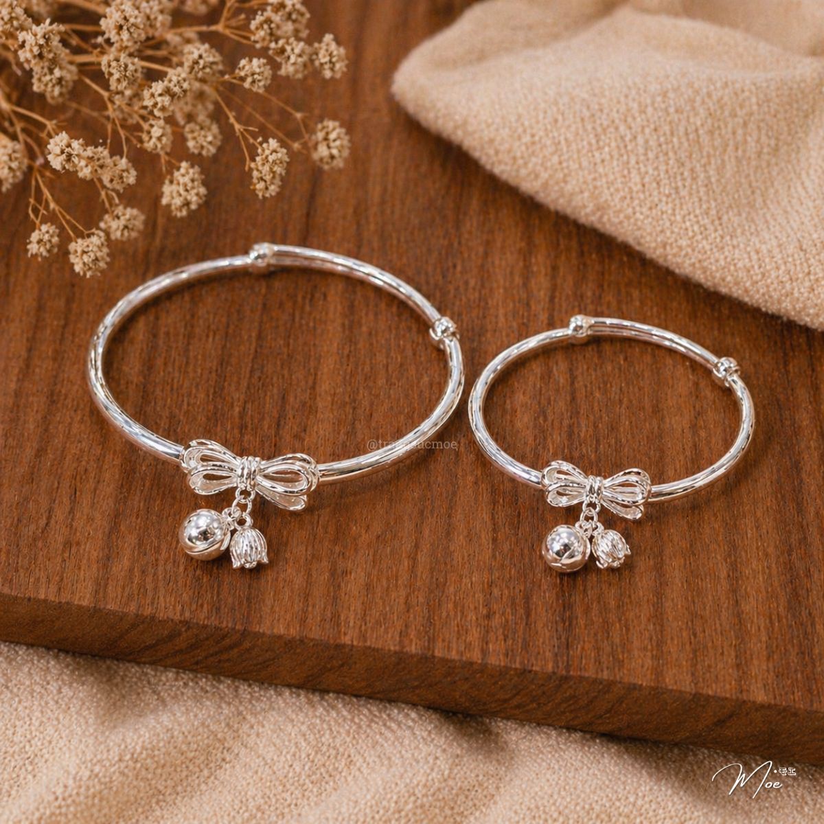 Lily of the Valley Bow Bangle – Mom & Baby Set