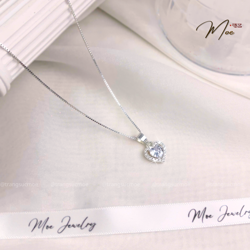 Crystal Heart Silver Necklace – S925 Silver with CZ Crystal
