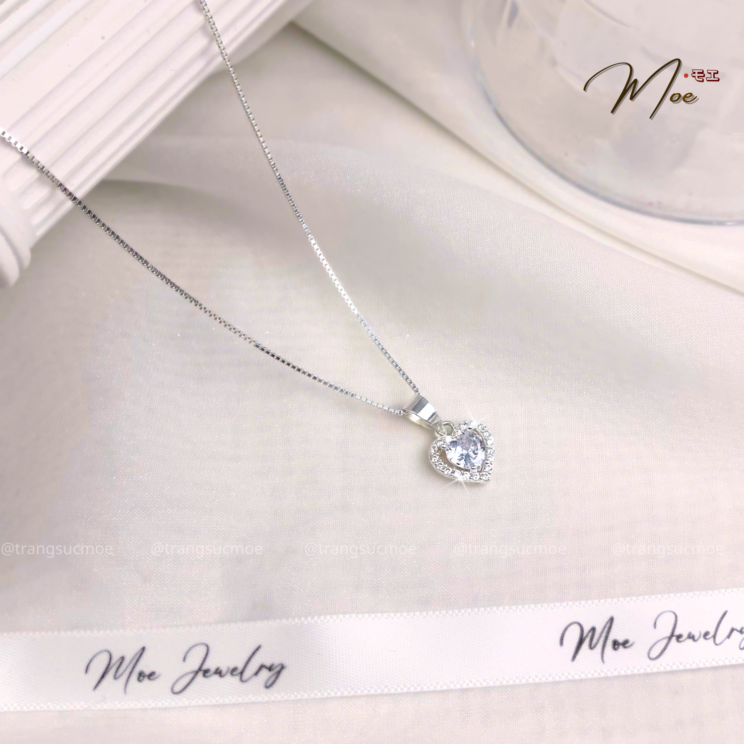Crystal Heart Silver Necklace – S925 Silver with CZ Crystal