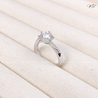 Crystal Diagonal Women's Ring – S925 Silver