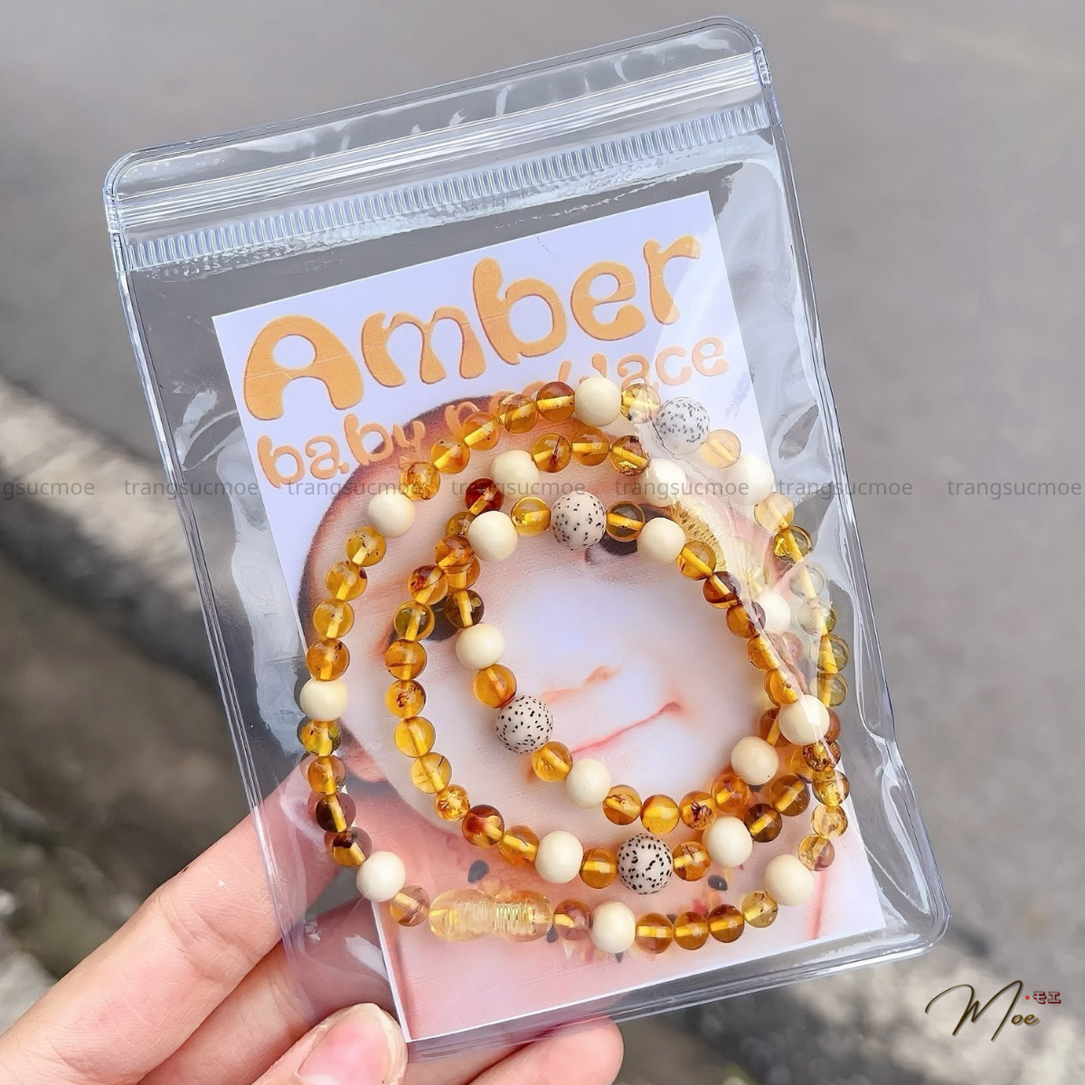 Baby Amber & Mulberry Wood Necklace and Bracelet Set