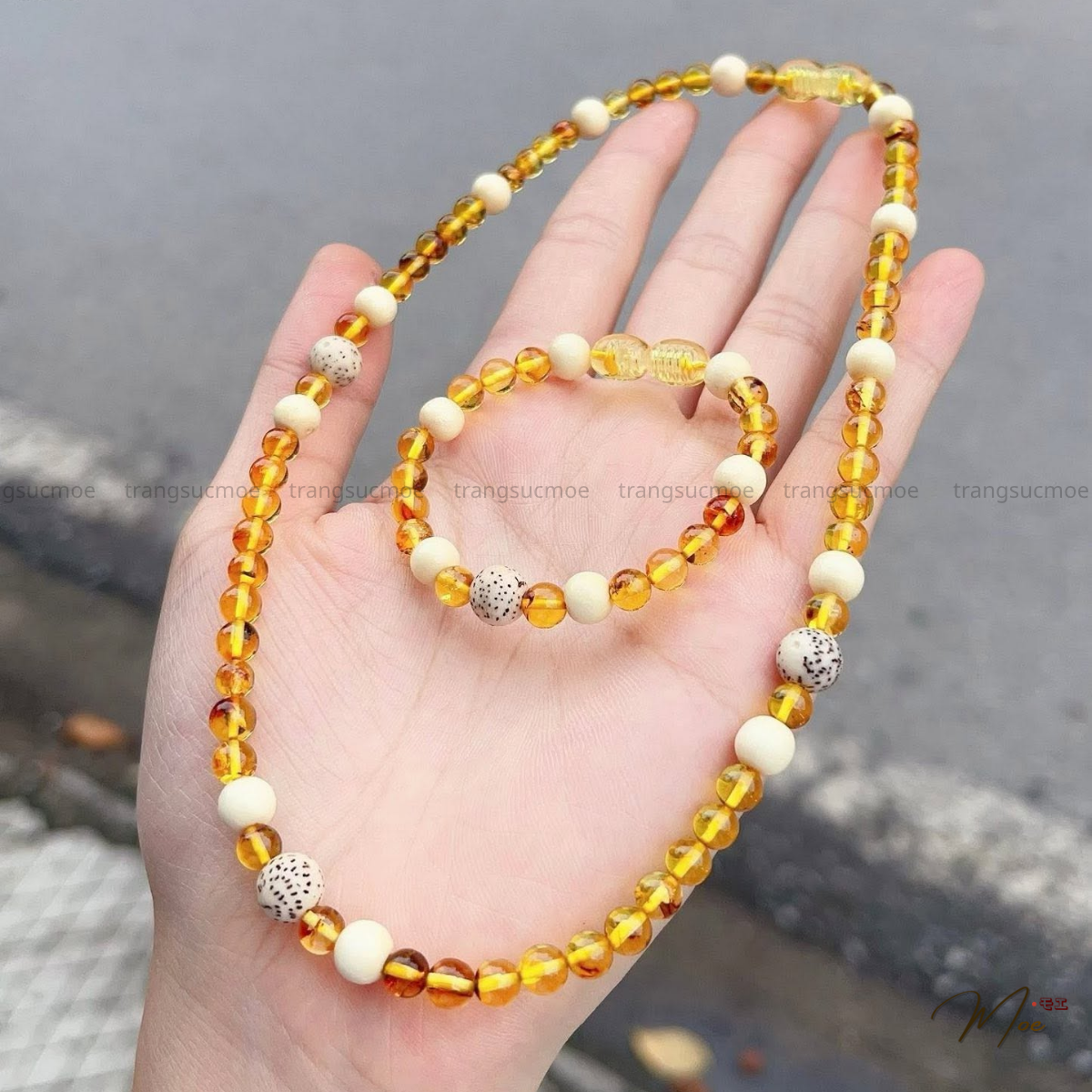 Baby Amber & Mulberry Wood Necklace and Bracelet Set