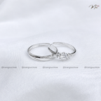 Crystal Stone Striped Couple Ring