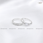 Happy Crystal Heart Couple Ring