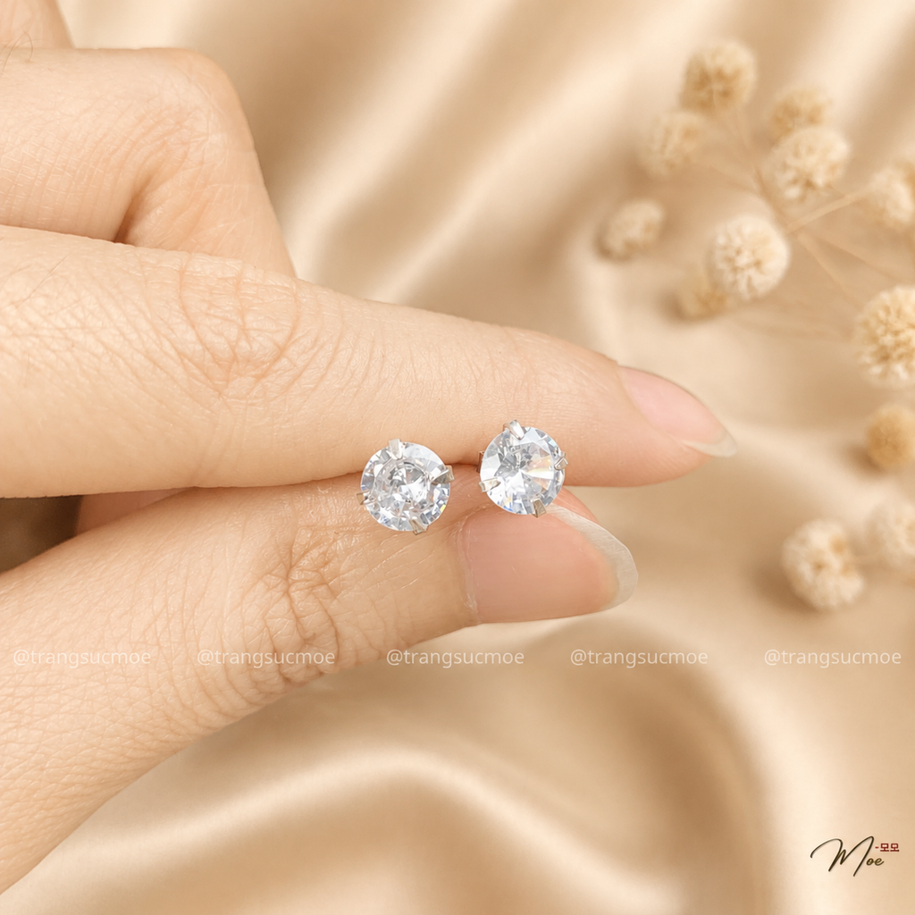 Crystal Stud Earrings – S925 Silver