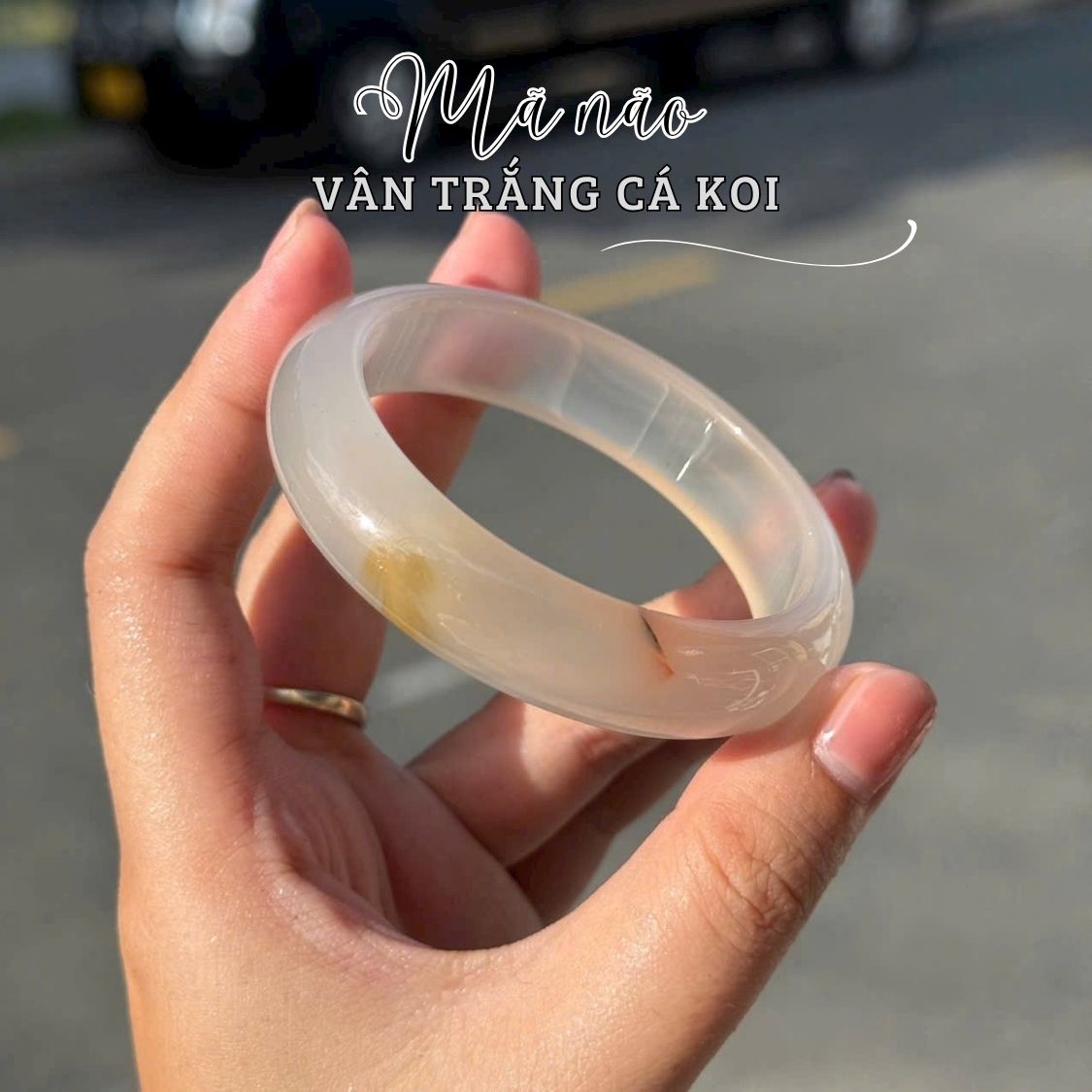 Natural Agate Wide Bracelet