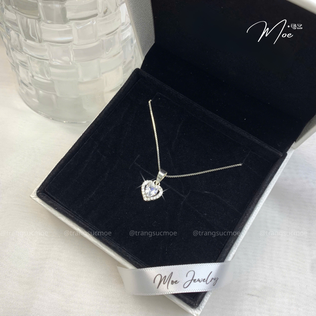 Crystal Heart Silver Necklace – S925 Silver with CZ Crystal