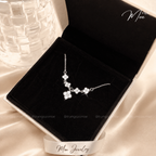 Lucky Five Four-Leaf Clover Crystal Necklace – S925 Silver with CZ Crystal