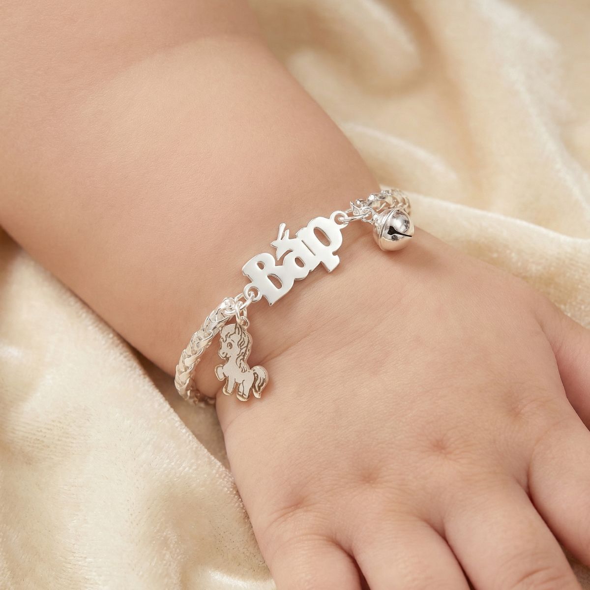 Dragon Scale Baby Bracelet – S999 Silver | Personalized Engraving & Zodiac Charm
