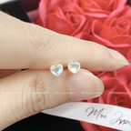 Moonstone Heart Earrings – S925 Silver