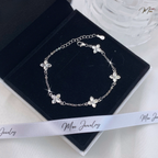 Lucky Four-Leaf Clover Flower Charm Bracelet – S925 Silver