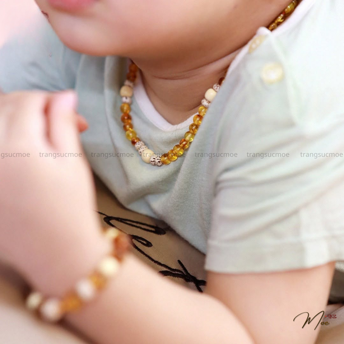 Baby Amber & Mulberry Wood Necklace and Bracelet Set