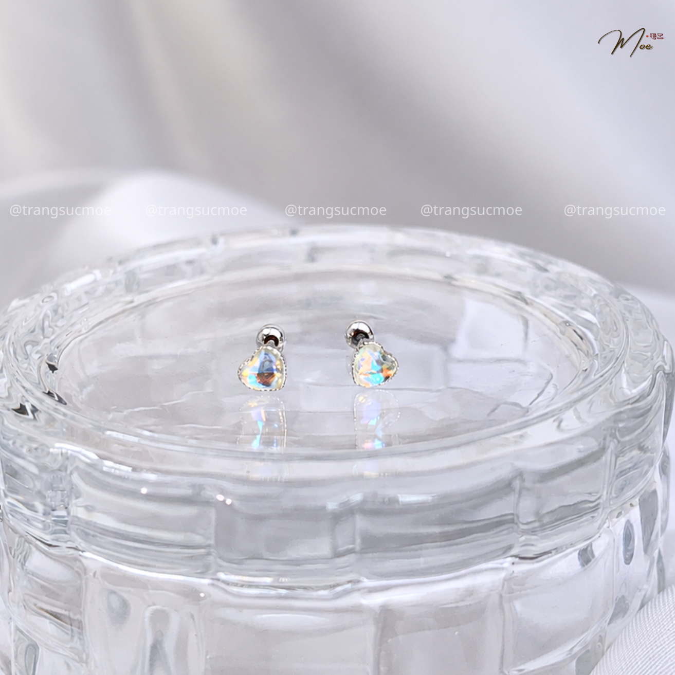 Moonstone Heart Earrings – S925 Silver