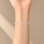 Lucky Four-Leaf Clover Flower Charm Bracelet – S925 Silver