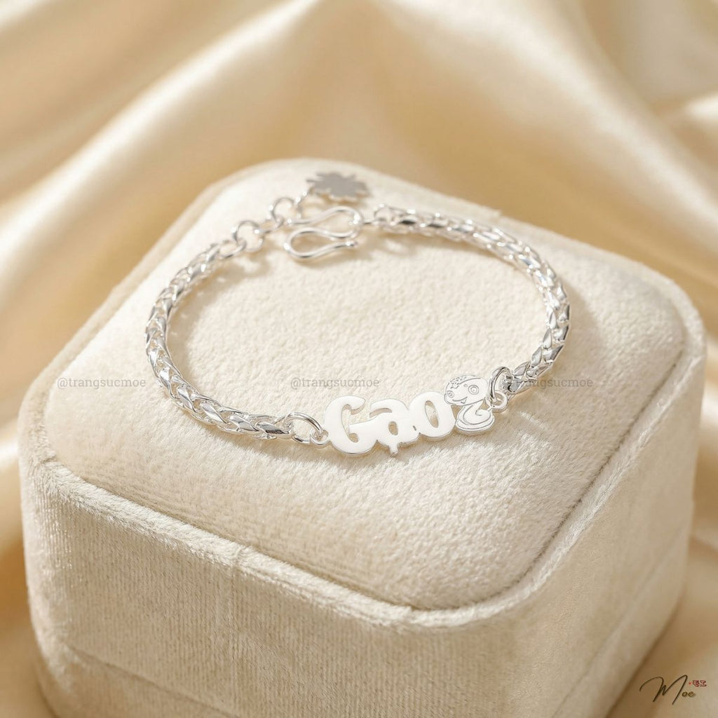 Dragon Scale Baby Bracelet – S999 Silver | Personalized Engraving & Zodiac Charm