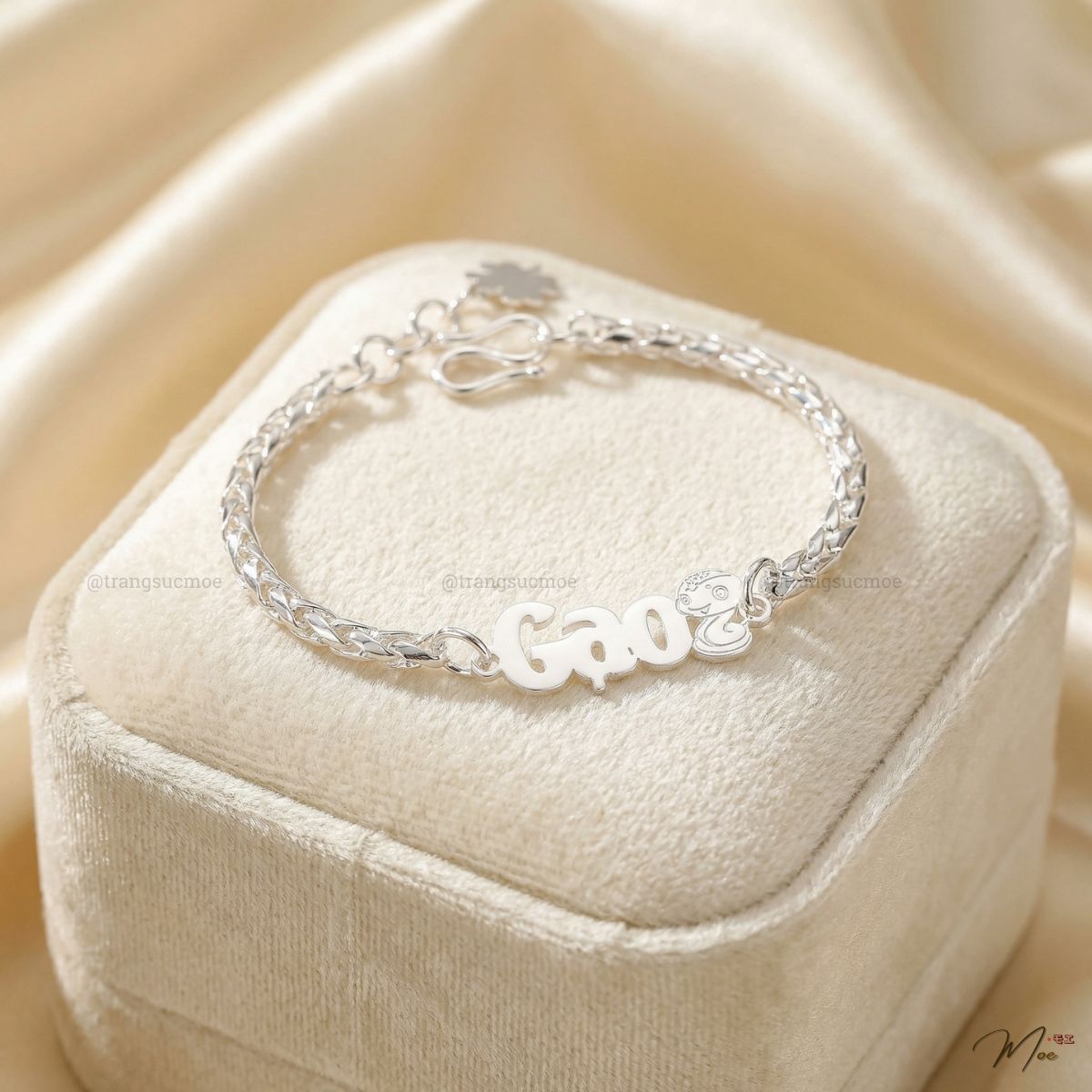 Dragon Scale Baby Bracelet – S999 Silver | Personalized Engraving & Zodiac Charm
