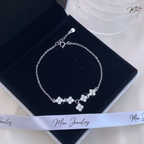 Delicate Four-Petal Flower Bracelet – S925 Silver