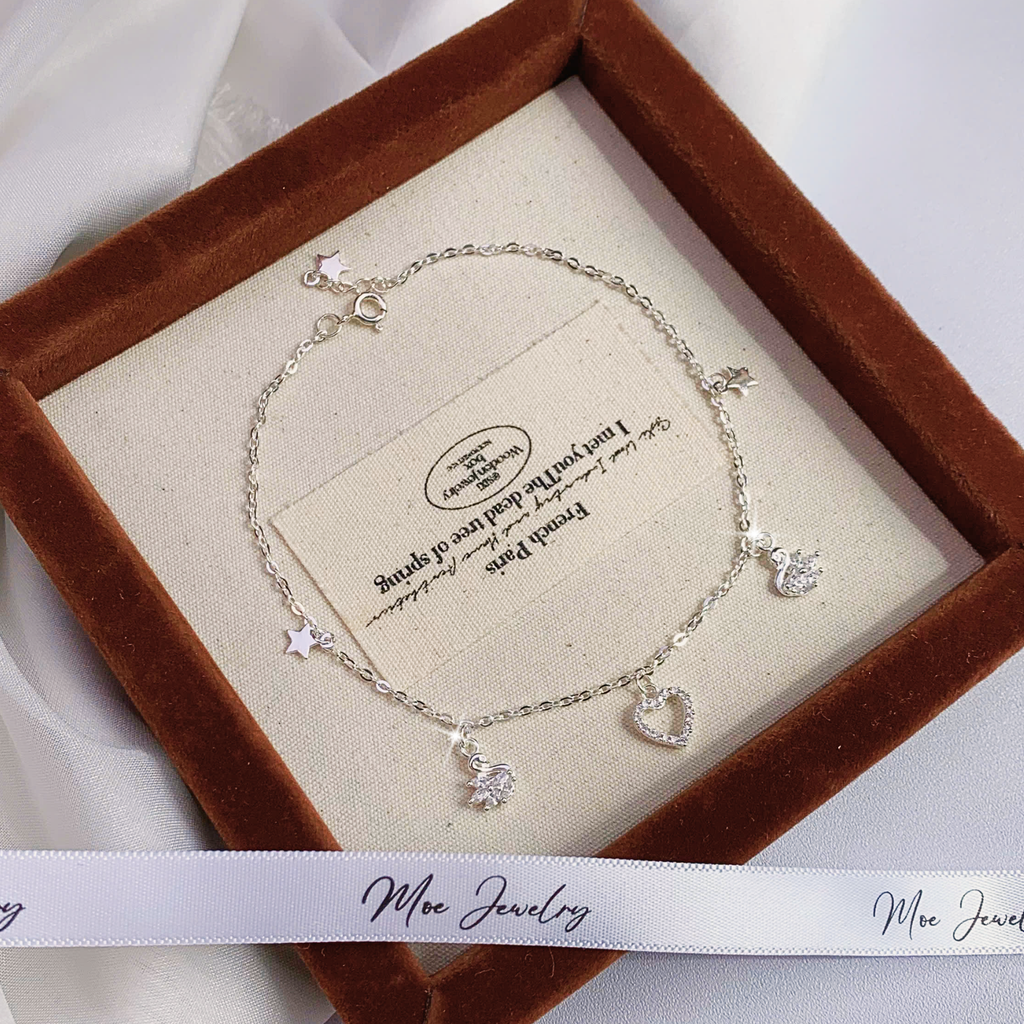 Swan Heart Love Anklet – S925 Silver