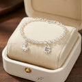 Double Chain Baby Bracelet – Zodiac Charm & Four-Leaf Clover with Personalized Engraving | S999 Silver