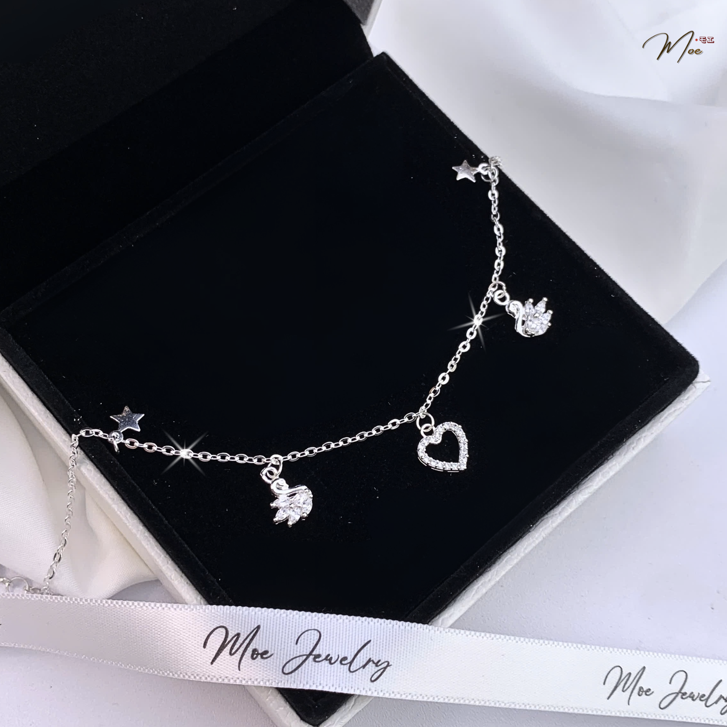 Swan Heart Love Anklet – S925 Silver