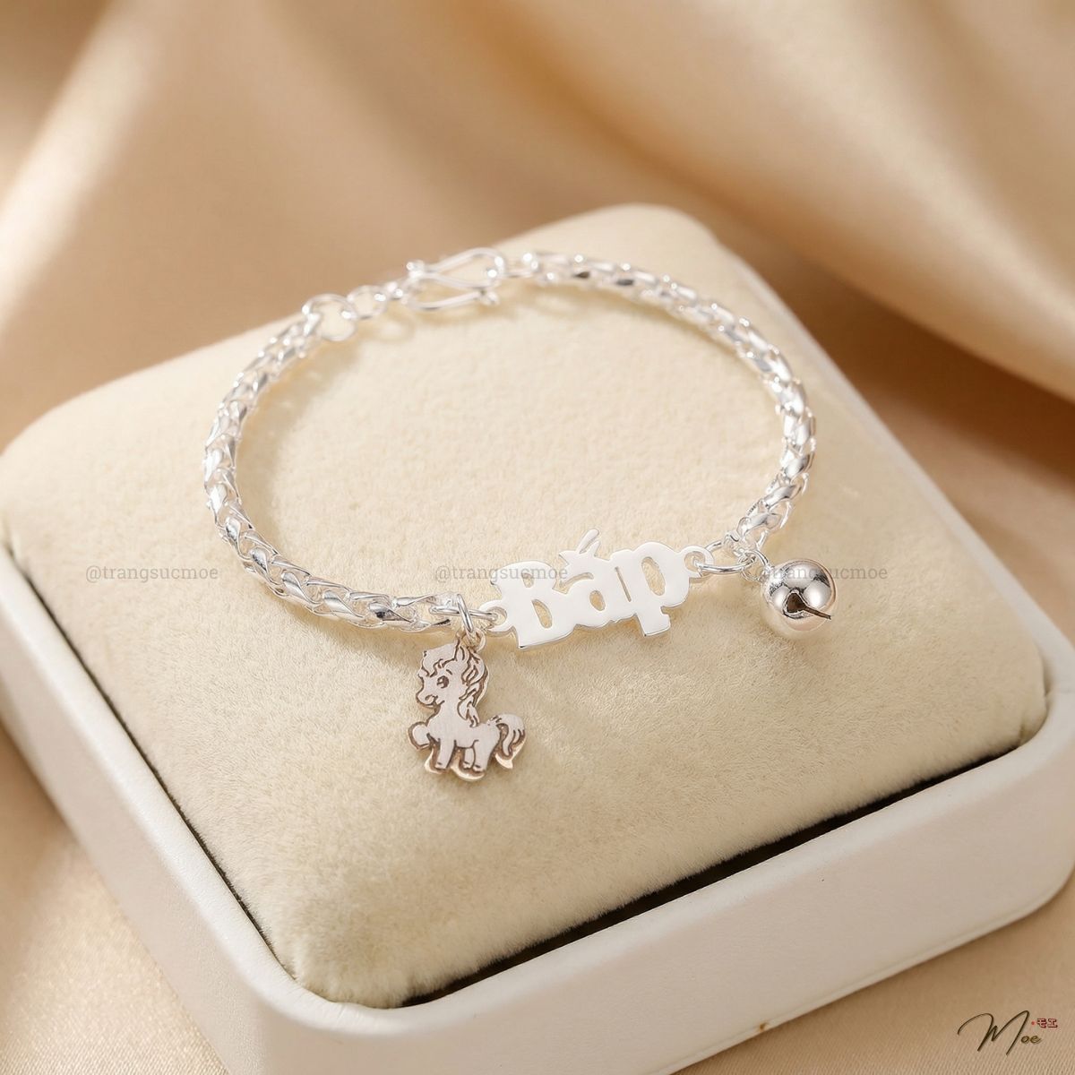 Dragon Scale Baby Bracelet – S999 Silver | Personalized Engraving & Zodiac Charm