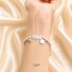 Striped Bead Baby Bracelet with Mix Charms – S999 Pure Silver | Custom Design