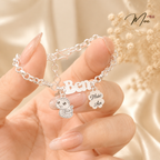 Round Tube Baby Bracelet – S999 Pure Silver | Custom Name Engraving