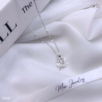 Lucky Four-Leaf Clover Crystal Silver Necklace