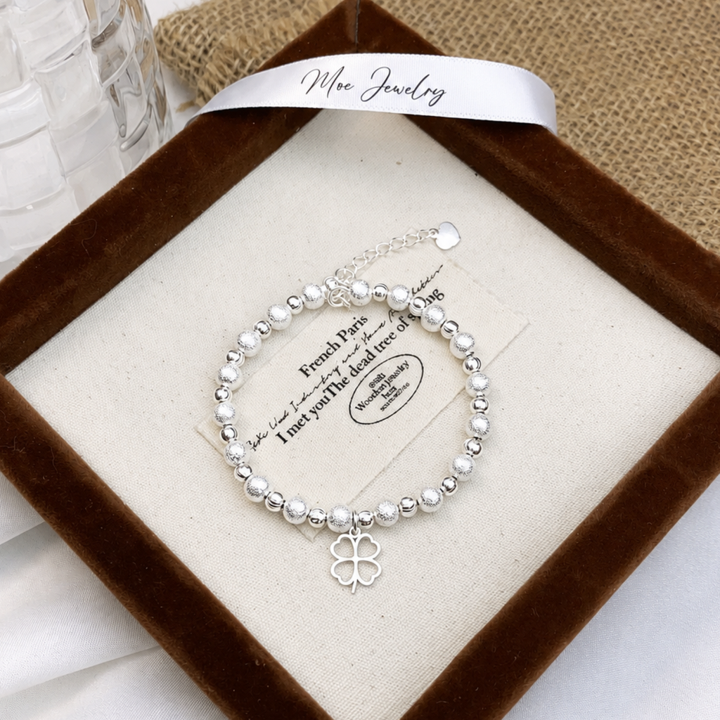Striped Bead Baby Bracelet with Mix Charms – S999 Pure Silver | Custom Design