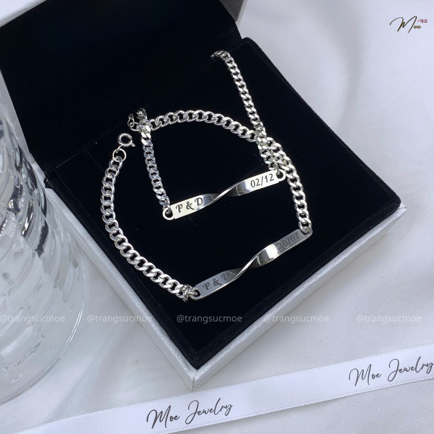 Infinity Double Bracelet with Custom Name Engraving