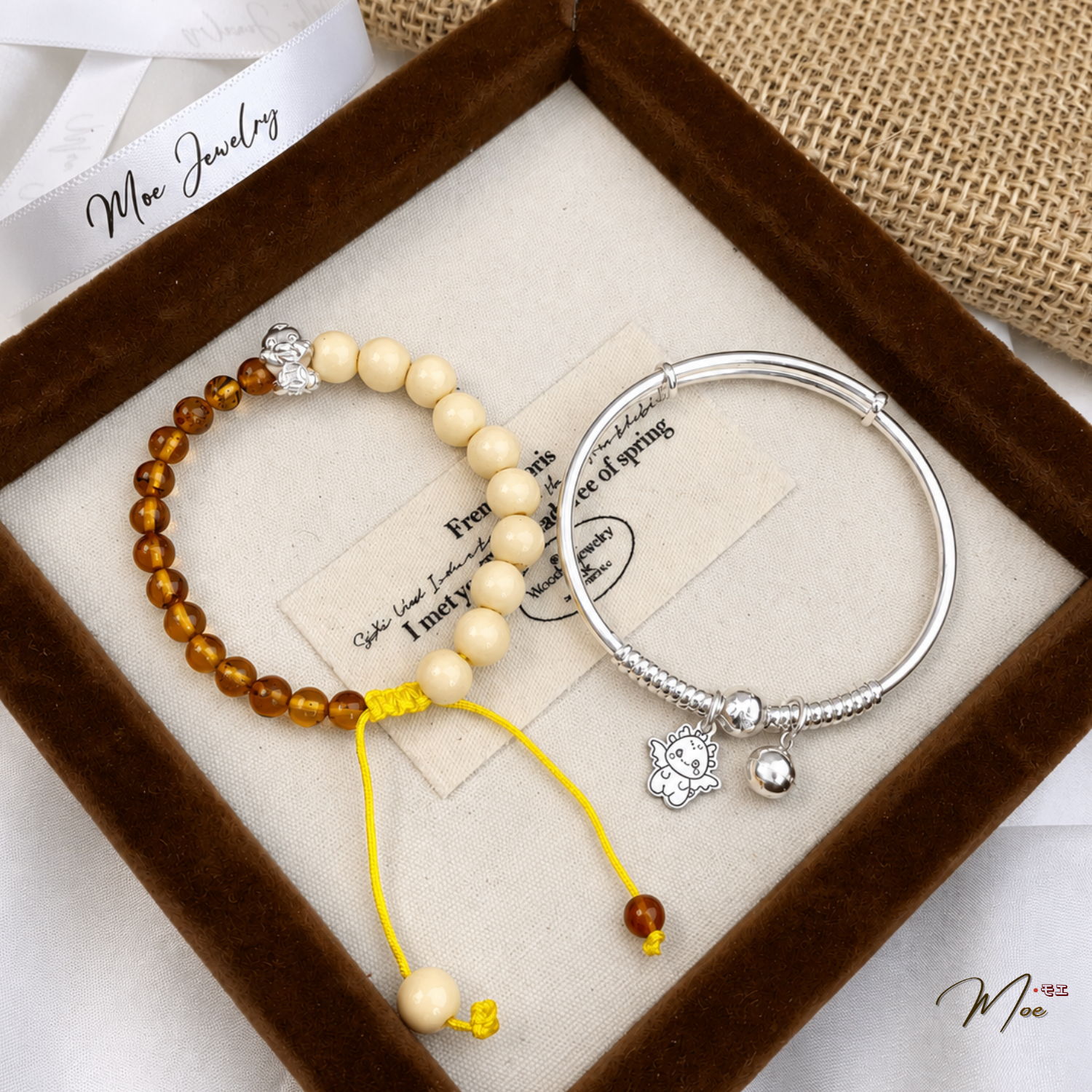 Adjustable Baby Bangle – Bead Detail with Zodiac Charm & Name Tag | S999 Silver