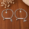 Round Chain Bracelet with Mix Charms & Engraved Name Tag – Mom & Baby Set