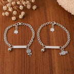 Round Chain Bracelet with Mix Charms & Engraved Name Tag – Mom & Baby Set