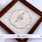 Double Four-Leaf Clover Anklet – S925 Silver