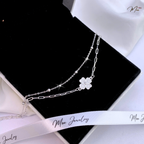Double Four-Leaf Clover Anklet – S925 Silver