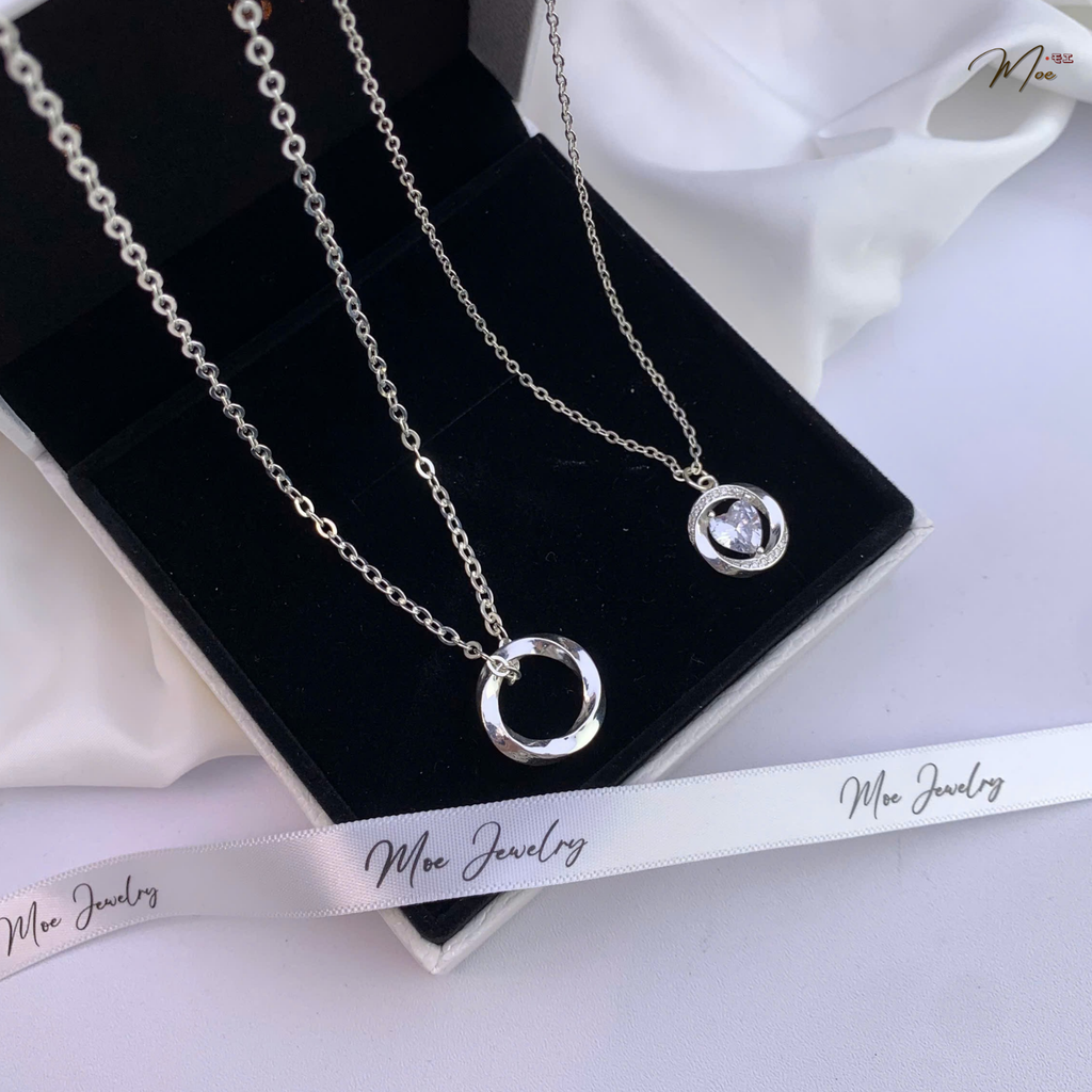 Crystal Heart Couple Necklace