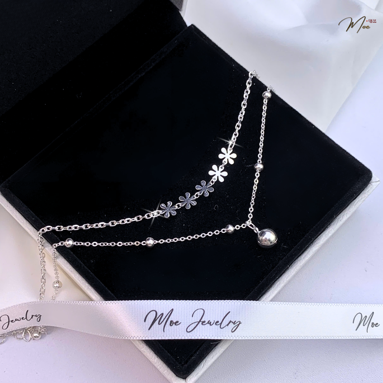 Double Spring Blossom & Sweet Bell Anklet – S925 Silver