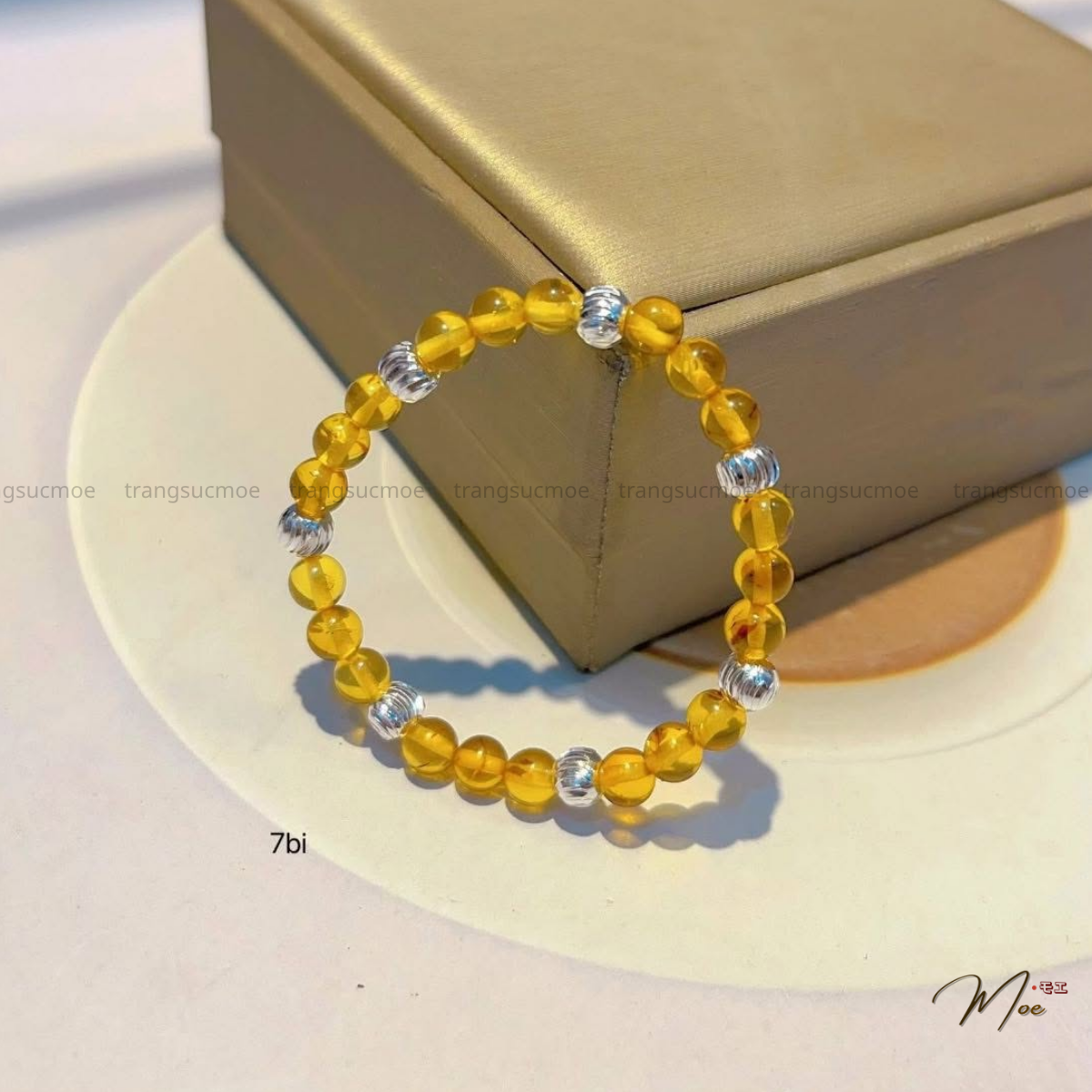 Amber Bracelet with Sterling Silver Charm