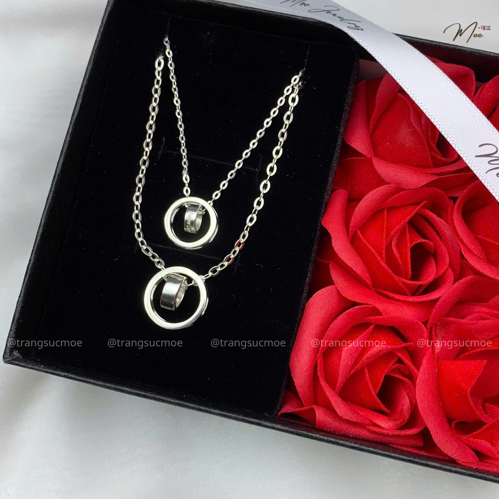 Forever Love Ring Pendant Couple Necklace