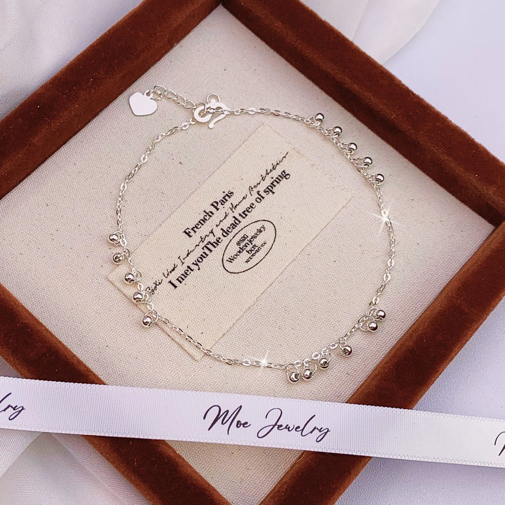 Ethnic Brocade Ball Anklet – S925 Silver